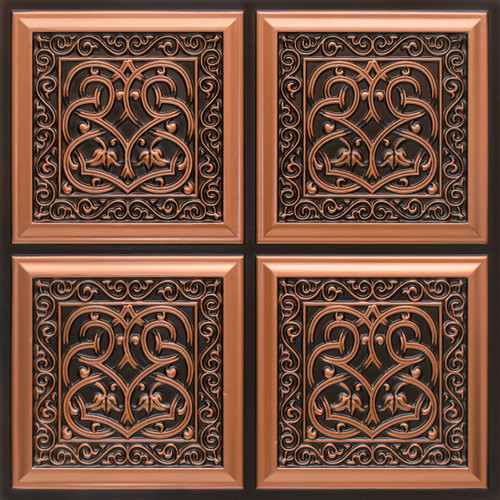 Wrougth Iron - Faux Tin Ceiling Tile - Glue up - 24 in x 24 in - #205 -  Pack of 25 / 100 sqft
