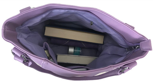 Laser-Cut Tote Bag. Top POV. Color: Lavender
