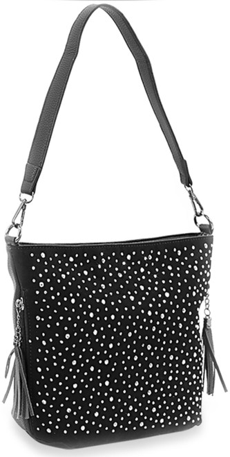 Starlight Crossbody Bag. Front POV. Color: Black