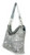 Laser-Cut Rhinestone Purse w/ Double Chain Handles. Side POV. Color: Pewter