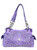 Starburst Gem Western Bag with double chain-connected handles. Front POV. Color: Lavender