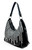 Waterfall Hobo Bag with a waterfall of rhinestones design. Side POV. Color: Black