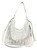 Waterfall Hobo Bag with a waterfall of rhinestones design. Front POV. Color: Silver