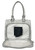 Medium-Sized Studded Gun Tote Bag unzipped pouch. Back POV. Color: Gray