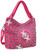 Rhinestone Starburst Shoulder Bag w/ Double Handles. Front POV. Color: Fuchsia
