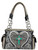 Angel Wing Western Handbag. Front POV. Color: Gray/Beige