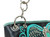 Angel Wing Western Handbag top detail. Front POV. Color: Black/Turquoise