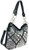 Geometric Gem Handbag w/ strap. Side POV. Color: Black