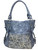 Laser-Cut Tote Bag. Front POV. Color: Blue