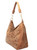 Laser-Cut Concealed Carry Hobo Bag. Side POV. Color: Brown