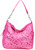 Laser-Cut Concealed Carry Hobo Bag. Front POV. Color: Pink