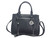 Boston Triple Zipper Concealed Carry Handbag w/ extra strap. Front POV. Color: Black