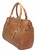 Boston Triple Zipper Concealed Carry Handbag. Side POV. Color: Brown