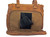 Boston Triple Zipper Concealed Carry Handbag. Holster Pocket Back POV. Color: Brown