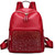 Leather Rhinestone Backpack. Front POV. Color: Red
