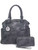 Triple Zipper Purse with Wallet Set. Front POV. Color: Gray