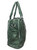 Triple Zipper Purse. Side POV. Color: Green