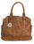 Triple Zipper Purse. Front POV. Color: Brown