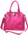 Triple Zipper Purse w/ extra strap. Front POV. Color: Hot Pink