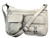 Locking Front Pockets Concealed Carry Purse. Front POV. Color: Gray