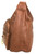 Locking Front Pockets Concealed Carry Purse. Left Side POV. Color: Brown
