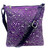 Laser-Cut Rhinestone Crossbody Bag. Front POV. Color: Purple