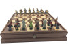 Celtic Legend Connaught vs Ulster Hand Painted Chess Set, with wooden case with drawers and built-in board.