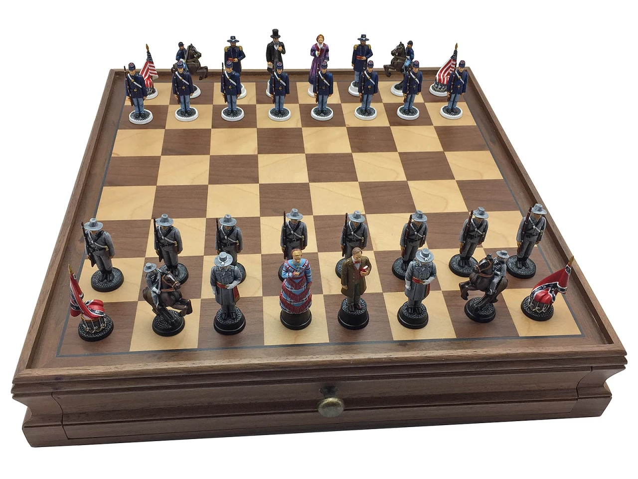 The American Civil War Chess Set - Confederate vs Union - Hand Painted