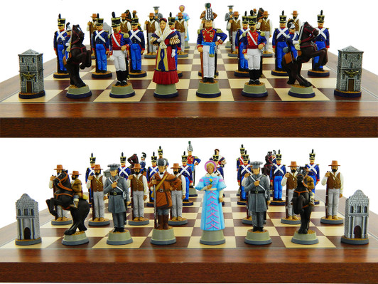 Battle of the Alamo - both sides when cast and hand painted. Chess board not included.