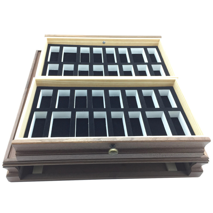 Wooden chess case with drawers