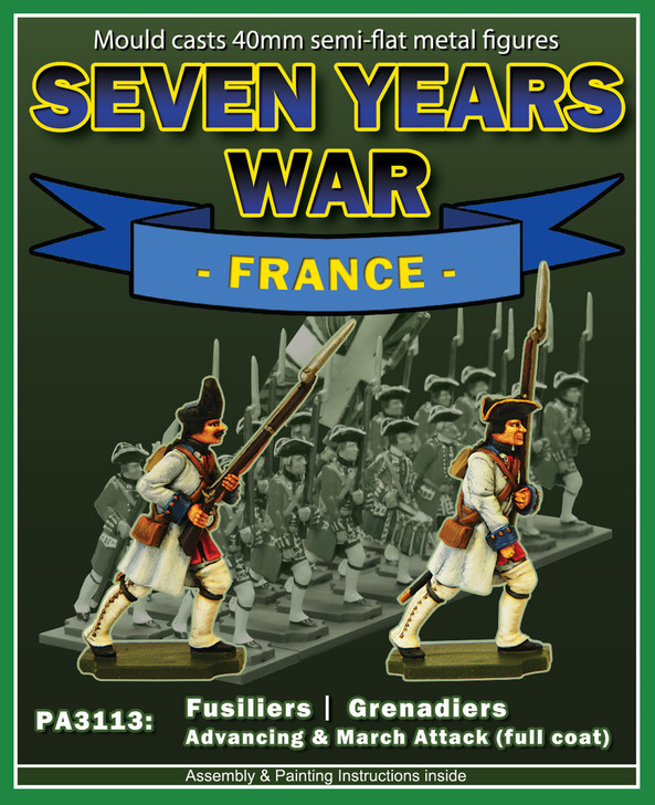 PA3113 Seven Years War France: Infantry Fusiliers and Grenadier in full coat label