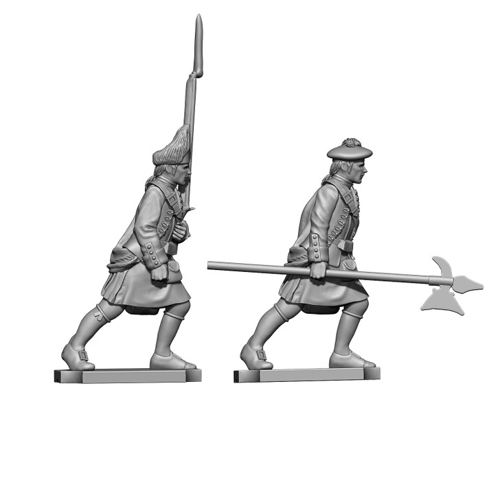 Prince August Seven Years War Highland Volunteers Grenadier & NCO figures.