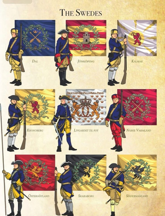 Swedish uniforms and flags