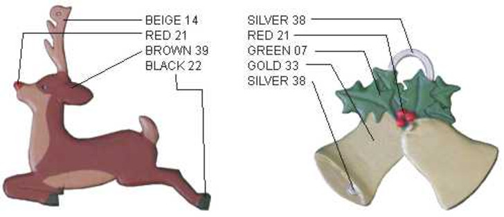 Painting instructions for Reindeer and Bells cast from these moulds