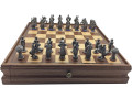 Robin Hood Antique Finish Chess set with case with drawers and built-in Board.