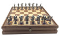 Roaring 20's Golf Antique Finish Chess Set with wooden case with drawers and built-in board.