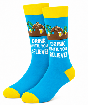 Drink Until You Believe: Bigfoot Socks, Drink Until You Believe Socks, Funny Beer Socks, Beer Lover Socks, Drinking Socks, Men's Novelty Socks, Funny Quote Socks, Beer Quote Socks, Alcohol Humour Socks, Funny Men's Socks, Pub Socks, Bar Socks, Beer Gift For Men, Craft Beer Gift, Drinking Gift, Funny Gift For Him, Beer Enthusiast Socks, Humorous Socks, Crew Socks Men, Funny Drinking Socks, Beer Joke Socks, Weekend Socks, Party Socks, Novelty Crew Socks, Men's Crew Socks, Gag Gift Socks, Funny Alcohol Socks, Beer Themed Socks, Pub Humour Gift, Drinking Humour Socks, Funny Beer Lover Gift