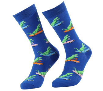 Dinosaurs Cruisin', Dino Socks, dinosaur socks, men's dino socks, men's dinosaur crew socks
