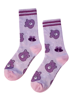 Ladies Purple Care Bear Socks, Purple Care Bear Socks, care bear socks, bear socks, teddy bear socks