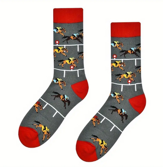 Horse Racing Socks, Men's  Horse Racing Socks, Horse Socks, Men's Horse Socks, Racing Socks, Horse racing crew socks, horse racing print socks, Gallop & Go: Horse Racing Socks, Men's Gallop & Go: Horse Racing Socks, horse racing socks, horse socks, novelty socks, equestrian socks, jockey socks, fun socks, quirky socks, gallop socks, racetrack socks, animal socks, horse lover gift, cute socks, colourful socks, racehorse socks, playful socks, funky socks, unisex socks, bold socks, gift socks, derby socks, unique socks, sporty socks, horse themed accessories, thoroughbred socks, whimsical socks, sock boutique, equine fashion