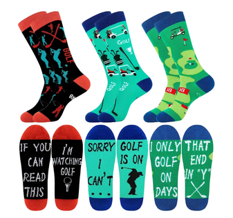 Tee Time Trio Golf Socks, Men's Tee Time Trio Golf Socks, Golf Socks, Novelty Socks, Novelty Golf Socks, Funny golf socks
