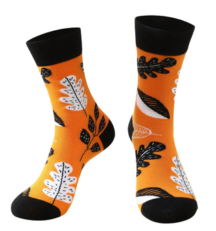 Orange Leaf You To It Socks, Ladies Orange Leaf You To It Socks, orange socks, leaf print socks, vibrant socks, novelty socks, fun patterned socks, stylish socks, colorful socks, playful socks, unique socks, nature-inspired socks, fun gift socks, trendy socks, autumn leaf socks, creative socks, eco-friendly socks, bold orange socks, statement socks, fresh design socks, comfortable socks