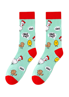 Men's Chicken vs Egg Showdown Socks, Chicken Vs Egg Socks, Funny Novelty Socks, Chicken Egg Debate, Quirky Animal Socks, Humour Socks, Breakfast Socks, Cartoon Chicken Socks, Cute Chick Socks, Gift Socks Funny, Conversation Starter Socks