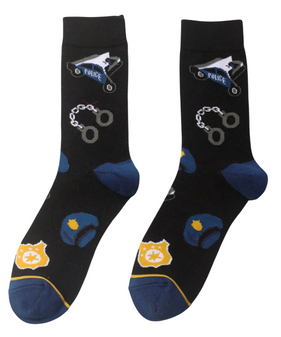 Sock the Law Police Socks, Men's Sock the Law Police Socks, Sock the Law police socks, men’s police socks, novelty cop socks, funny police socks, handcuff socks, police badge socks, police car socks, law enforcement socks, men’s novelty socks, quirky crew socks for men, humorous socks for men, gag gift socks, police officer gift socks, unique socks for him, patrol socks