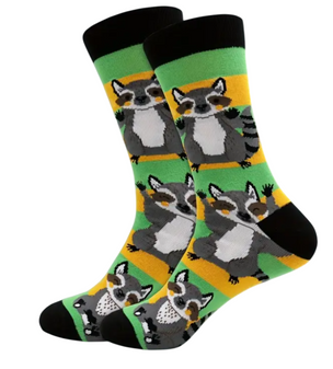 Bandit Paws Raccoon Socks for Men – Fun Animal Print Crew Socks, Cozy Woodland-Themed Socks, Quirky Novelty Socks, Soft & Comfortable Critter Socks, Playful Raccoon Design, Unique Animal Pattern Socks, Stylish Animal Crew Socks, Funny Gift Idea for Animal Lovers, Cute Raccoon Lover Gift Socks, Cozy Patterned Socks, Adorable Woodland Animal Socks, Fun & Unique Raccoon Gift Socks, Comfortable Everyday Crew Socks, Cool and Playful Animal-Themed Socks, Eye-Catching Novelty Socks for Him