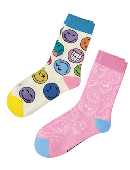 Smiley World: Stay Smilin’ Socks, Ladies Smiley World: Stay Smilin’ Socks, Ladies Smiley World: Stay Smilin’ Socks 2 pack, Smiley Socks, Smiley World Socks, Happy Socks, Ladies Socks, Colourful Socks, Fun Socks, Novelty Socks, Positive Vibes Socks, Cute Socks, Gift For Her Socks, Trendy Socks, Patterned Socks, Pastel Socks, Cheerful Socks, Feel Good Socks