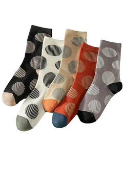 Playful Polka Pop Socks, Ladies Playful Polka Pop Socks, Ladies Playful Polka Pop Socks 5 pack, Ladies Playful Polka Pop Socks 5 Pack, Ladies Polka Dot Socks, Playful Polka Dot Socks, Colourful Polka Dot Socks, Retro Dot Pattern Socks, Fun Spotty Socks, Ladies Patterned Crew Socks, Cute Everyday Socks, Soft Cotton Dot Socks, Mixed Colour Socks Pack, Ladies Fashion Socks, Gift For Her, Fun Sock Gift Set, Trendy Pattern Socks