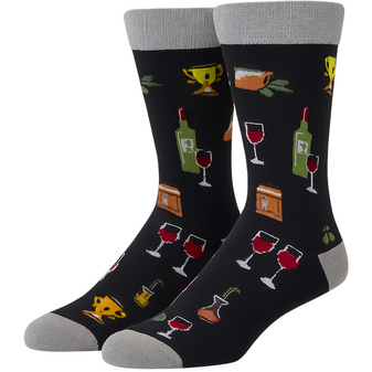 Treasure And Tipples: Wine Socks, Ladies Treasure And Tipples: Wine Socks, Ladies Treasure And Tipples Wine Socks, Ladies Wine Lover Socks, Fun Wine Pattern Socks For Women, Cute Novelty Wine Socks, Wine Glass Design Fashion, Ladies Drinking Theme Socks, Unique Gift For Wine Fans, Playful Pattern Crew Socks For Her, Trendy Printed Women Socks, Wine Aesthetic Accessories