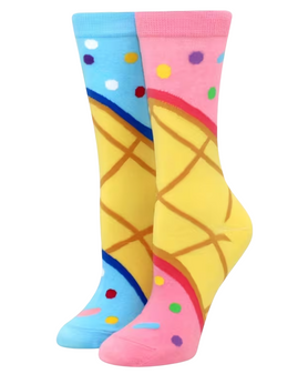 Double Scoop Delight: Ice Cream Socks, Ladies Double Scoop Delight: Ice Cream Socks, adies Double Scoop Delight Ice Cream Socks, Cute Ice Cream Socks For Women, Fun Dessert Pattern Socks, Colorful Novelty Socks For Her, Sweet Treat Fashion Accessories, Ladies Fun Crew Socks, Ice Cream Lover Gift Idea, Playful Printed Women Socks, Summer Theme Socks For Women, Whimsical Food Pattern Socks