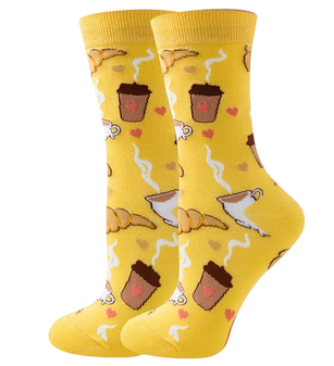 Ladies Bean There Croissant That Coffee Socks, Coffee Socks For Ladies, Croissant Socks Ladies, Funny Coffee Socks, Cute Food Socks Ladies, Breakfast Socks Ladies, Novelty Socks Ladies, Coffee Lover Gift, Food Lover Gift Ladies, Cute Coffee Print Socks, Pastry Socks Ladies, Fun Pattern Socks Ladies, Colorful Ladies Socks, Cozy Socks Ladies, Casual Ladies Socks, Crew Socks Ladies, Ladies Fashion Socks, Funky Socks Ladies, Gift For Coffee Lovers, Gift For Her Socks